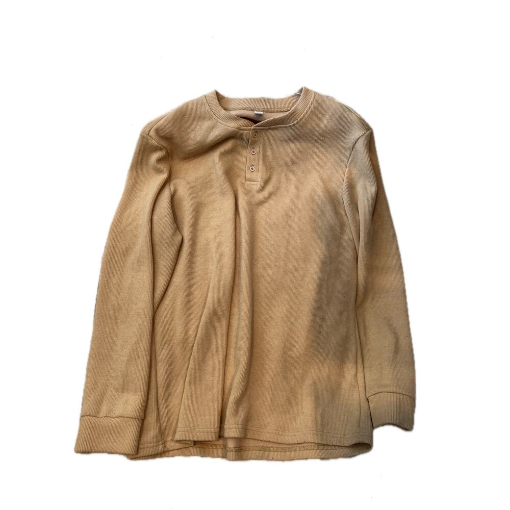 Beige Qtr Button Knit Sweater Mens XL